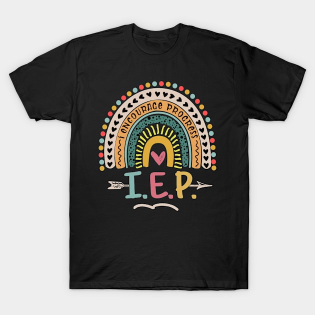 IEP Rainbow I Encourage Progress Special Education Teacher T-Shirt by mohazain